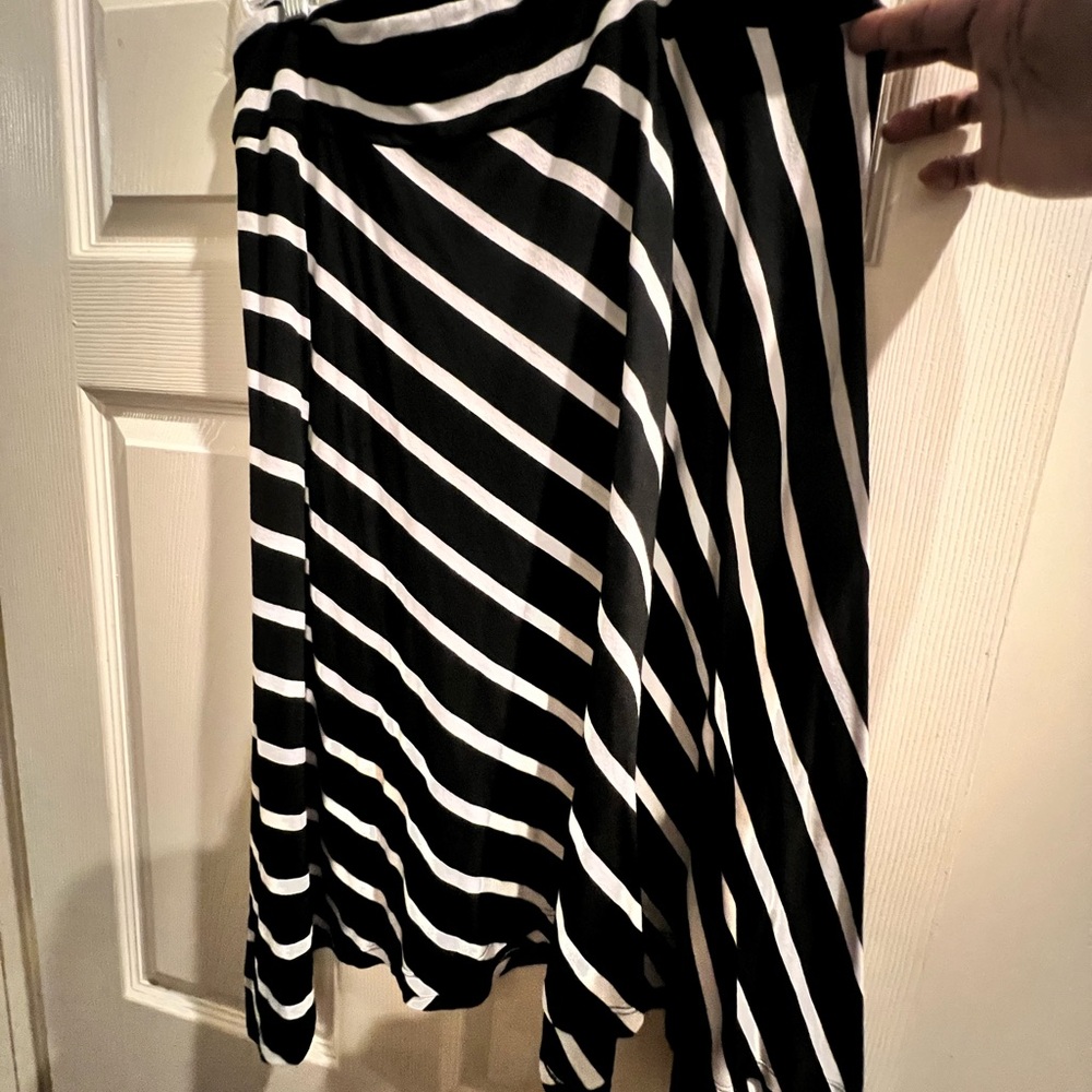 Black and White Striped Women's Skirt